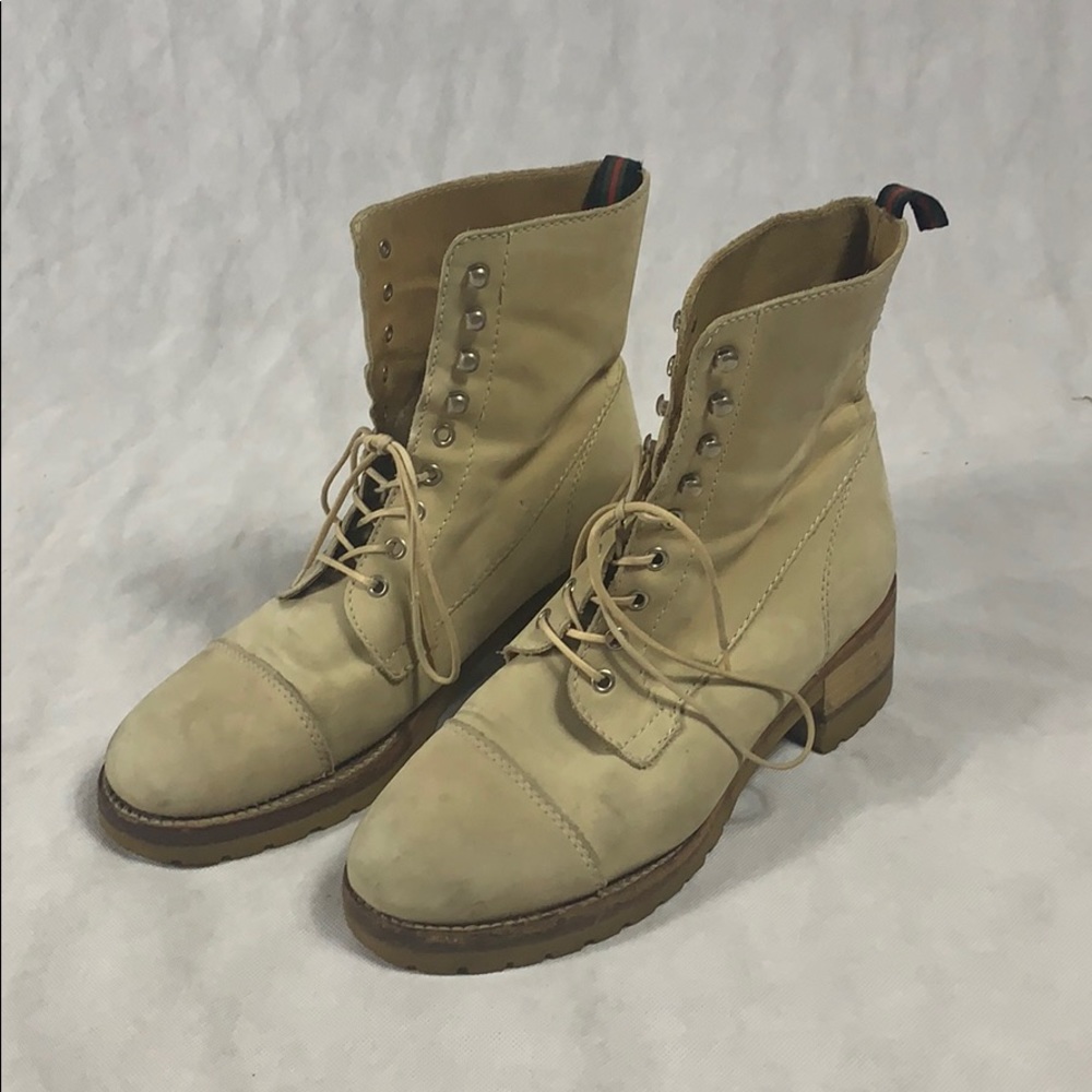 Espace Lace-Up Suede Leather Combat Boots Size 10B
